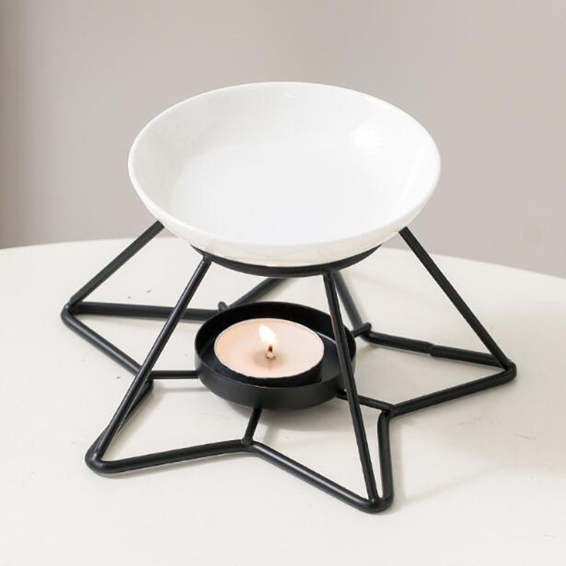 Home Fragrance Oil Burner - Support étoile en métal, bol en