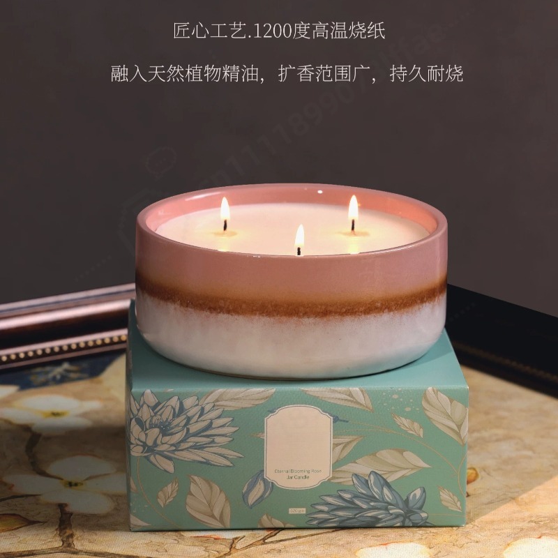 Home Fragrance Jar - Grand pot en céramique, bougie parfumée,