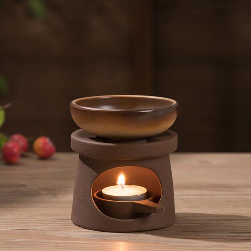 Home Fragrance Oil Burner - Poterie grossière huile essentielle meubles poêle