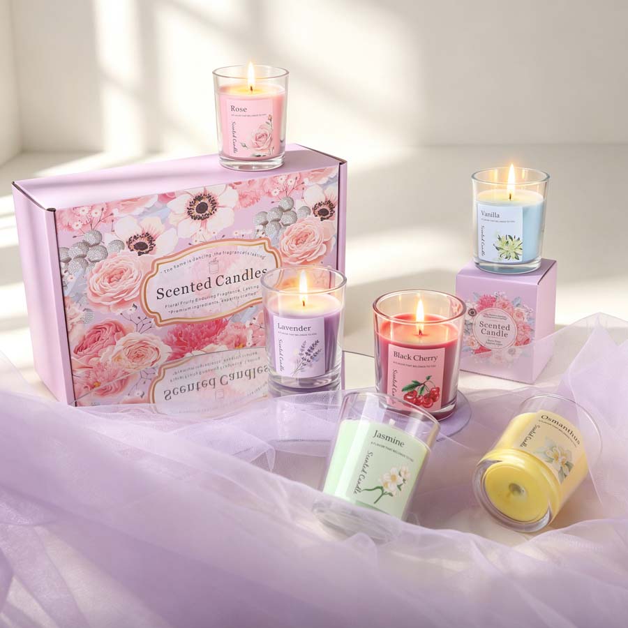 Home Fragrance Jar - Ensemble cadeau de bougies parfumées d'aromathérapie,